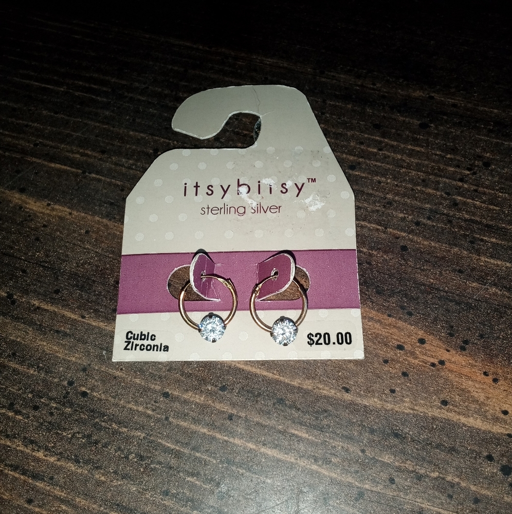 Itsy Bitsy Sterling Silver Earrings with Cubic Zirconia